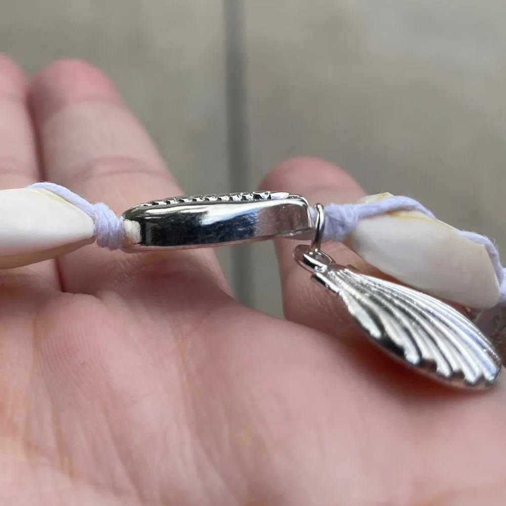 Silver and White Cowrie Shell Natural Bracelet beach vacation tropical new